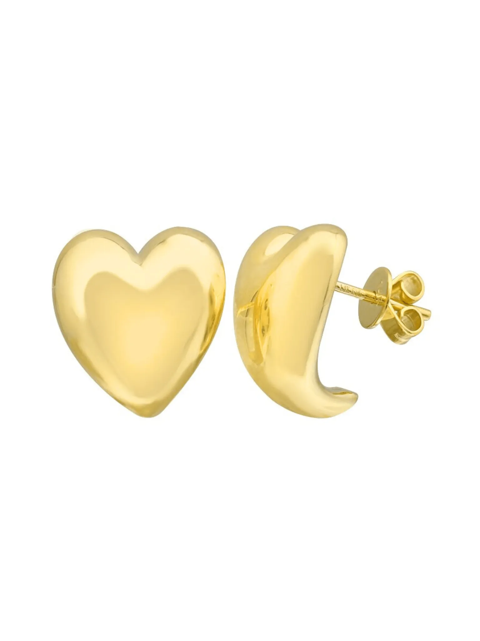 Puffy Heart Stud Earrings 14K