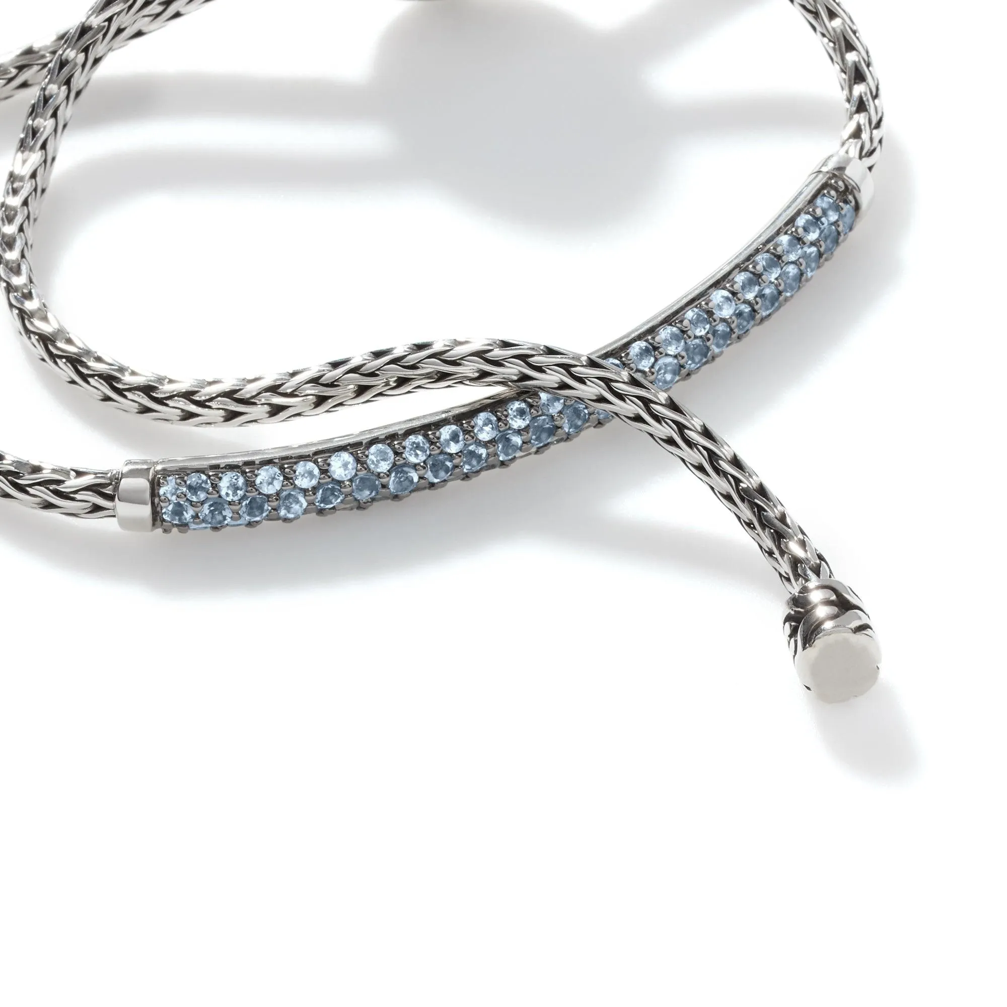 Pull Through Aquamarine Station Bracelet