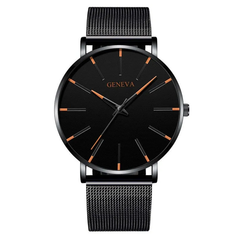 Quartz Watch Fashion Business Men's Watch Watch Korean Style Blue Needle Watch Men's Simplicity Mesh Strap Watch