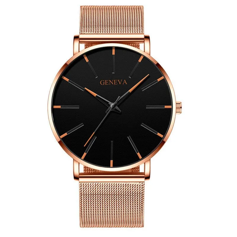 Quartz Watch Fashion Business Men's Watch Watch Korean Style Blue Needle Watch Men's Simplicity Mesh Strap Watch