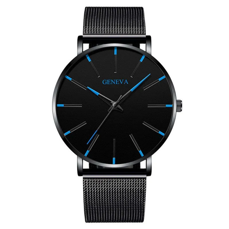 Quartz Watch Fashion Business Men's Watch Watch Korean Style Blue Needle Watch Men's Simplicity Mesh Strap Watch