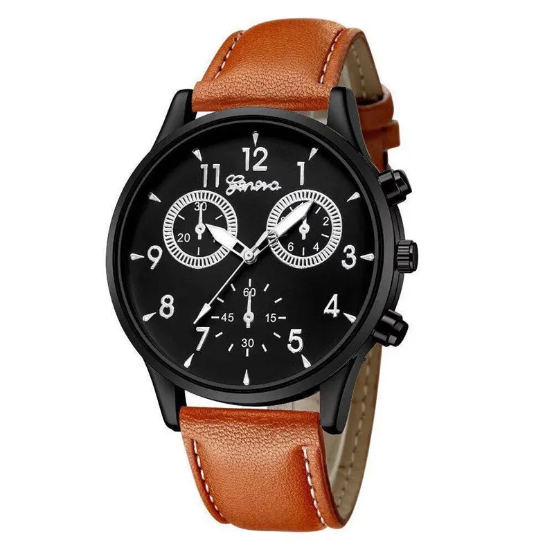 Quartz Watch Simple Casual Belt Watch Geneva Watch Men