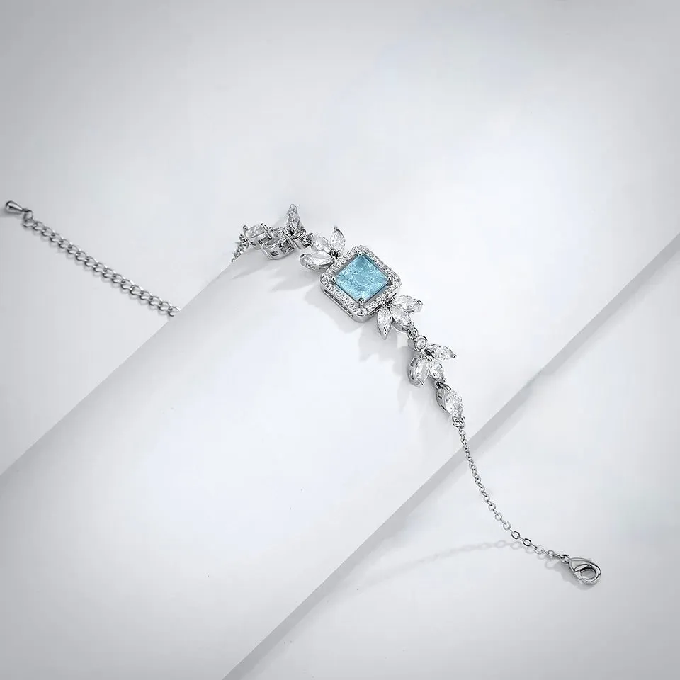 "Alondra" - Aqua Cubic Zirconia Bridal Bracelet