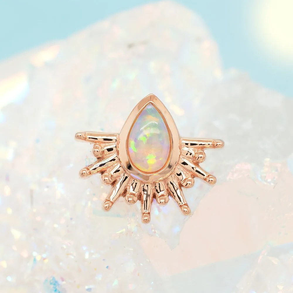 "Borderline" Threaded End in Gold with Genuine White Opal