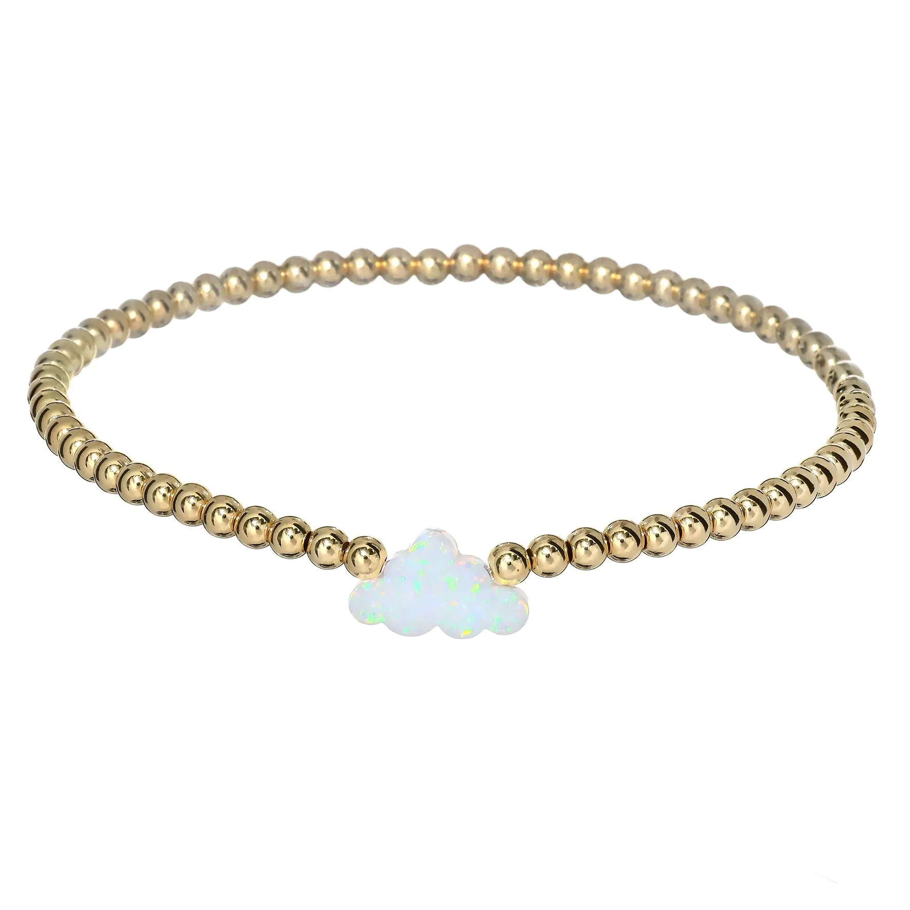 "Cloud" Opal Charm and Gold Filled Ball Beaded Bracelet