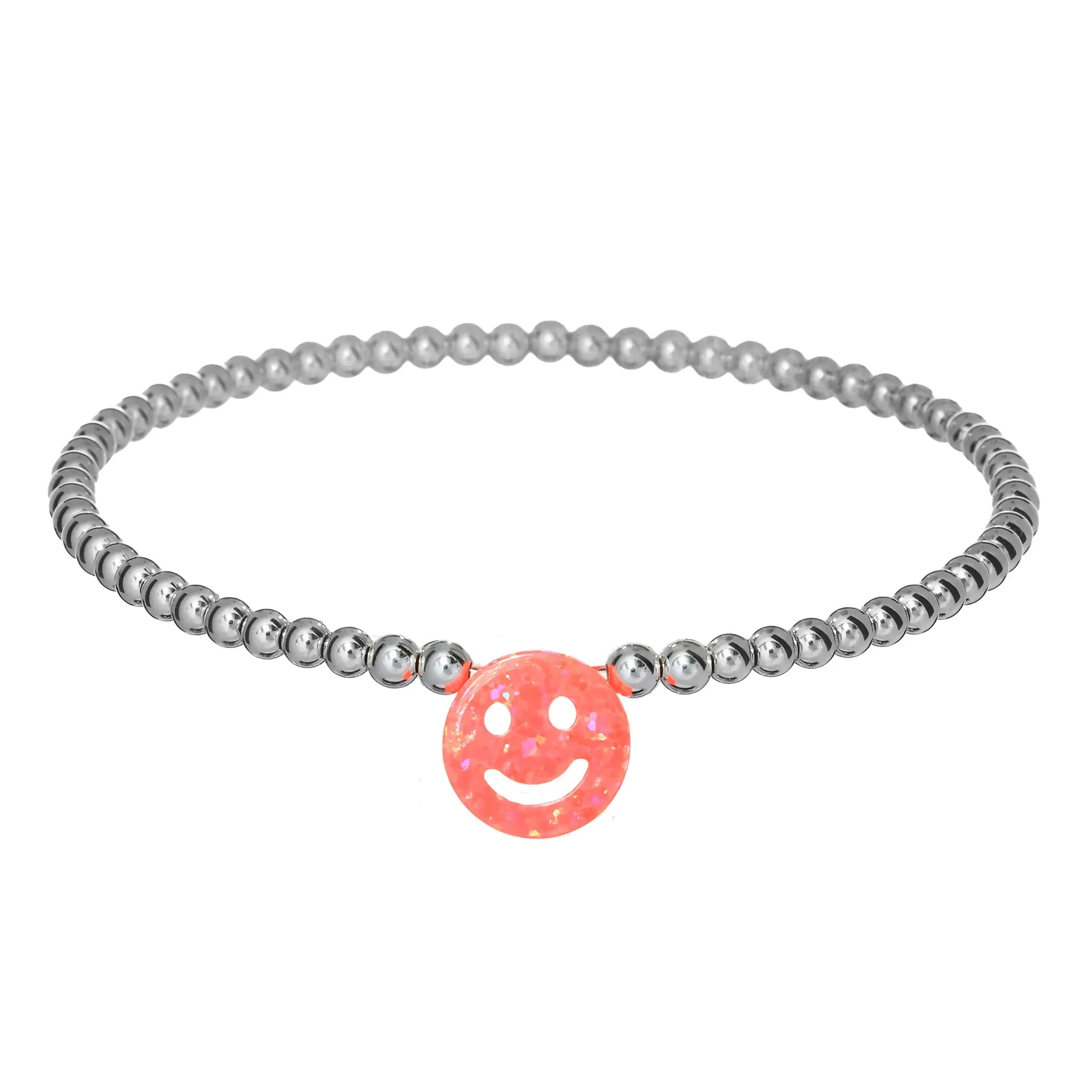 "HAPPY FACE" Opal Charm and Gold Filled Ball Beaded Bracelet