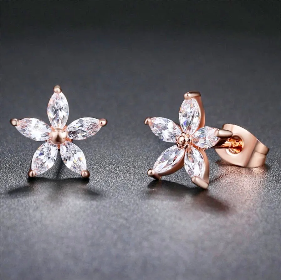 "Lisa" - Cubic Zirconia Bridal Earrings - Available in Silver and Rose Gold