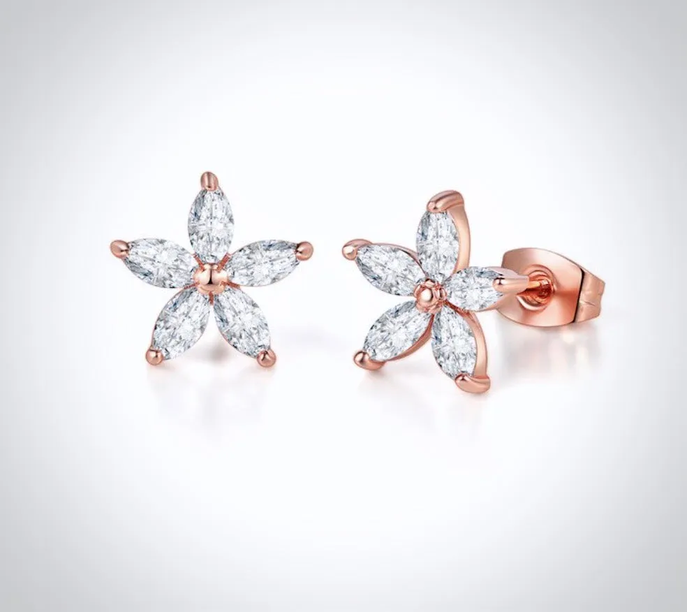 "Lisa" - Cubic Zirconia Bridal Earrings - Available in Silver and Rose Gold