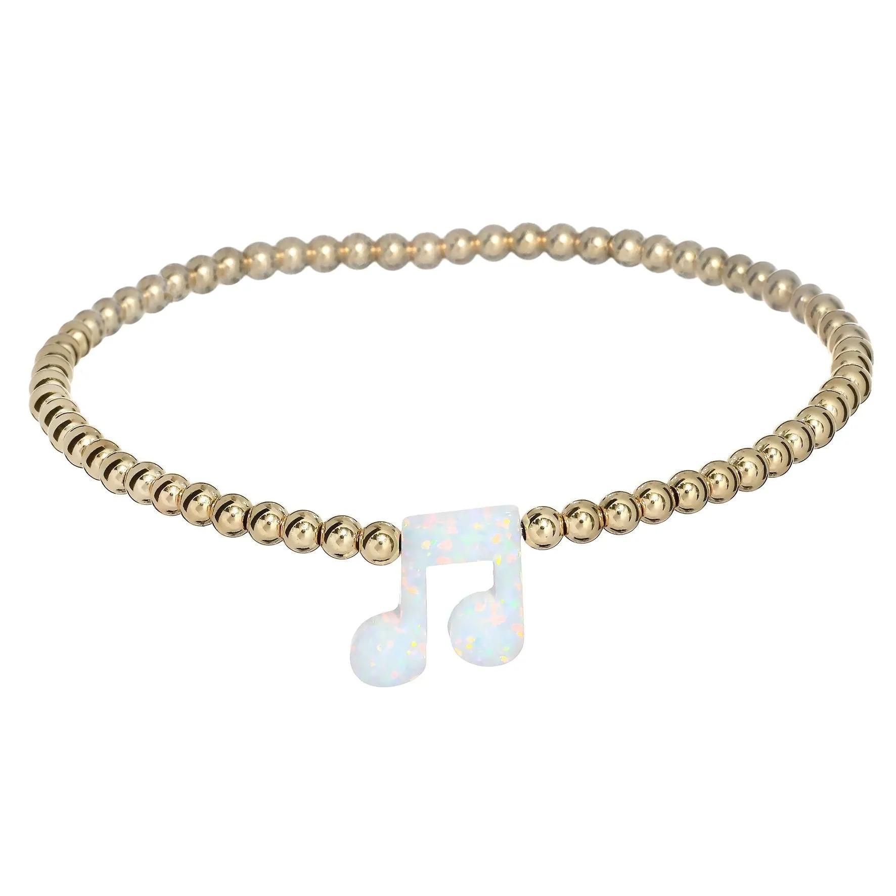 "MUSIC NOTE" Opal Charm and Gold Filled Ball Beaded Bracelet