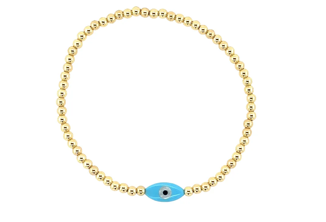 "SINGLE OVAL EVIL EYE" Opal Charm Bracelet