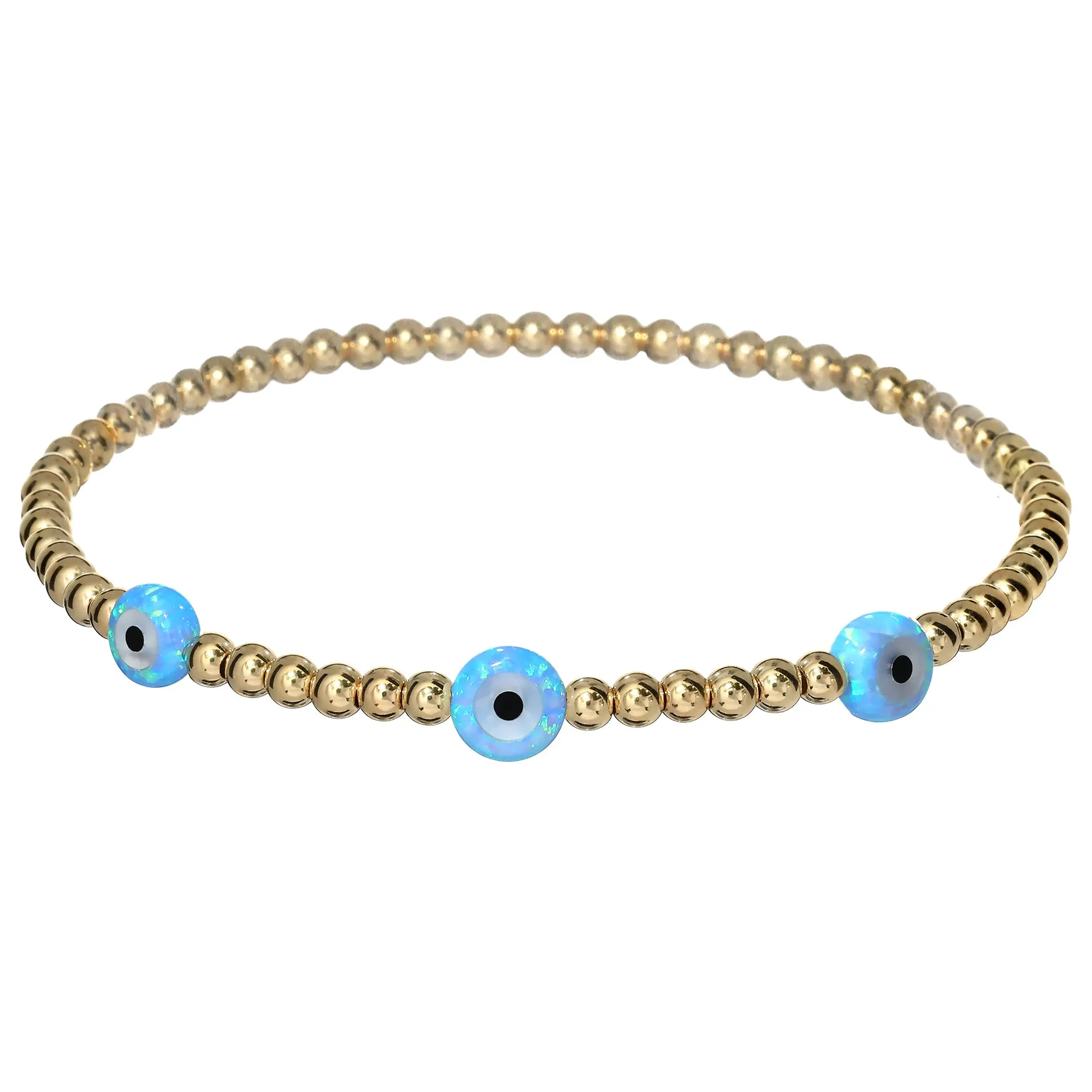 "TRIPLE EVIL EYE" Small Opal Charm Bracelet