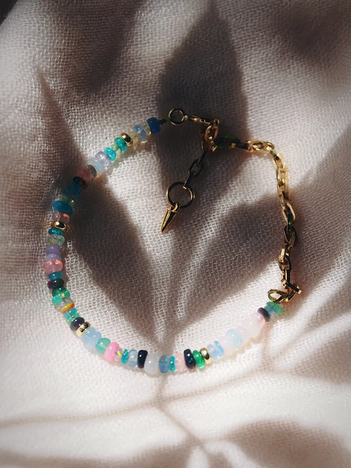 Rainbow Opal & Gold Chain Bracelet - Hau’oli