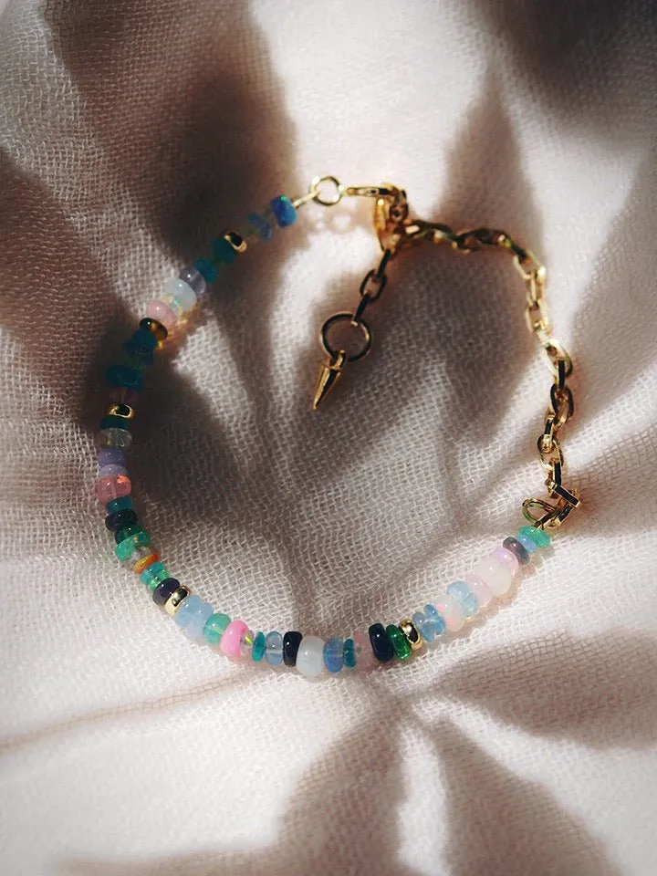 Rainbow Opal & Gold Chain Bracelet - Hau’oli