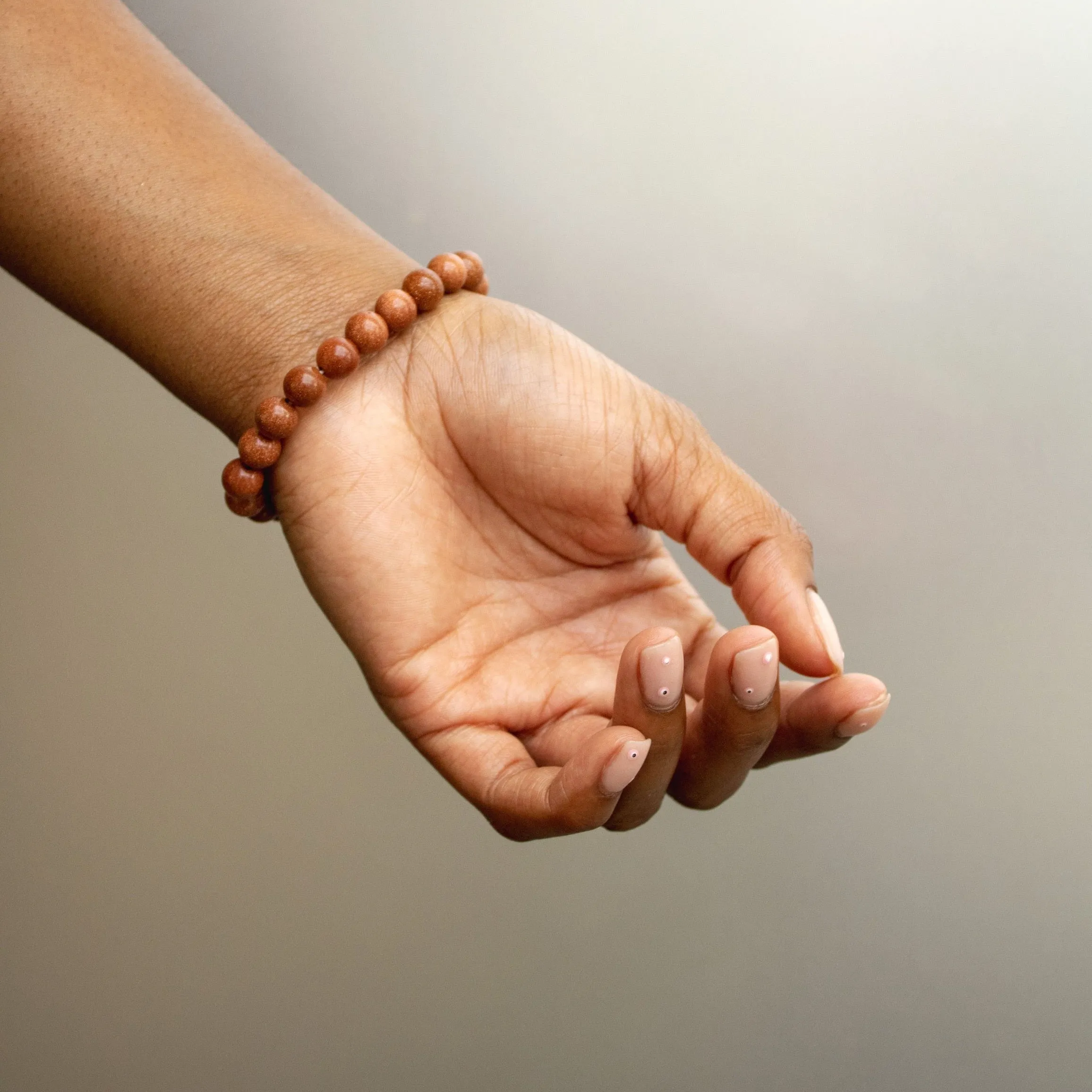 Real Goldstone Beaded Elastic Bracelet – Healing Crystal Jewelry for Women & Men