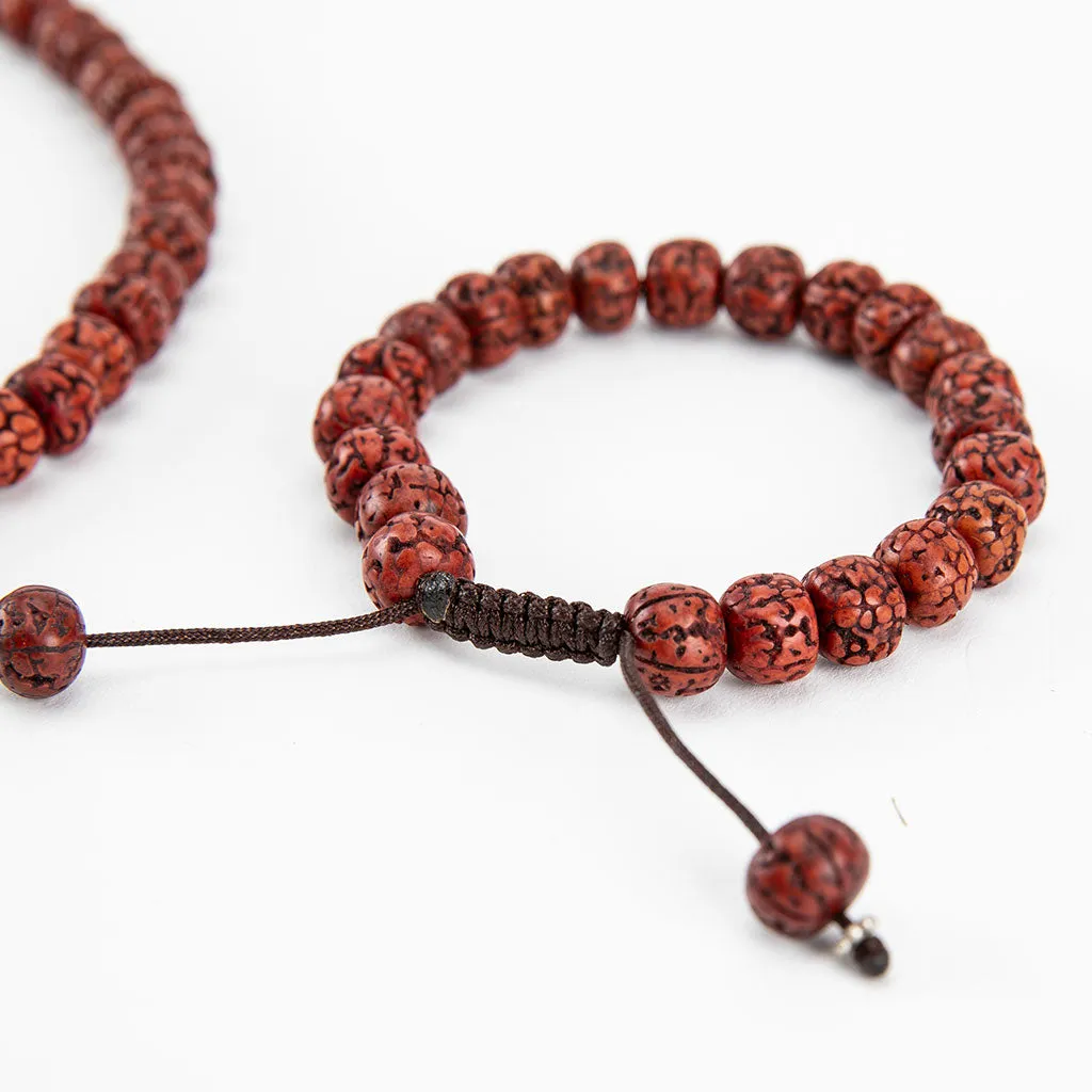 Red Rudraksha Mala and Bracelet