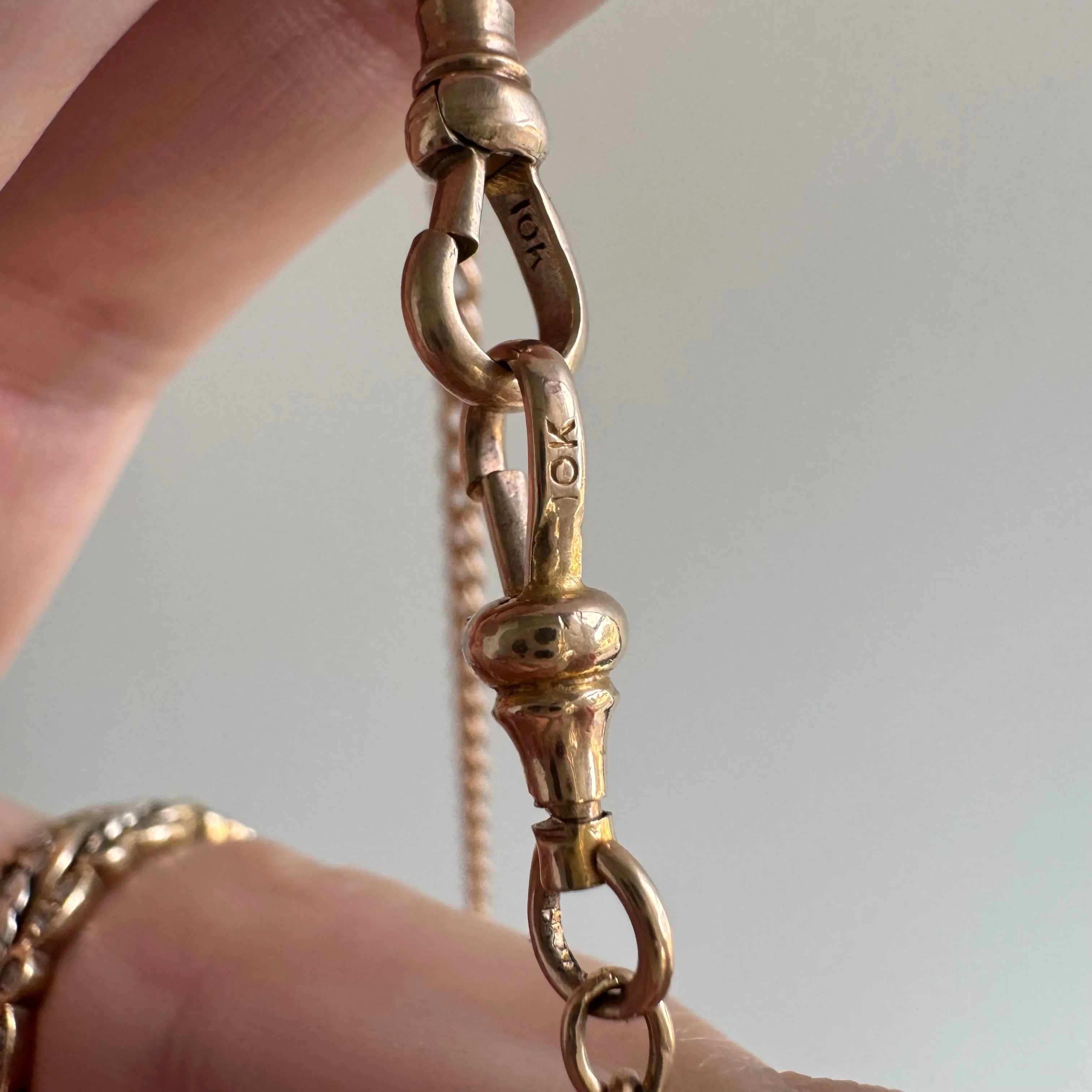 reimagined A N T I Q U E // watch chain mashup / 10k rosy gold curb and fancy figaro chain / 20.5", 10.3g