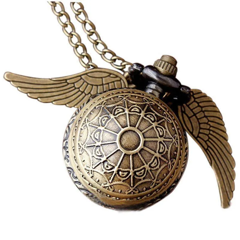 Retro Clock Harry Potter Necklace Pocket Watch