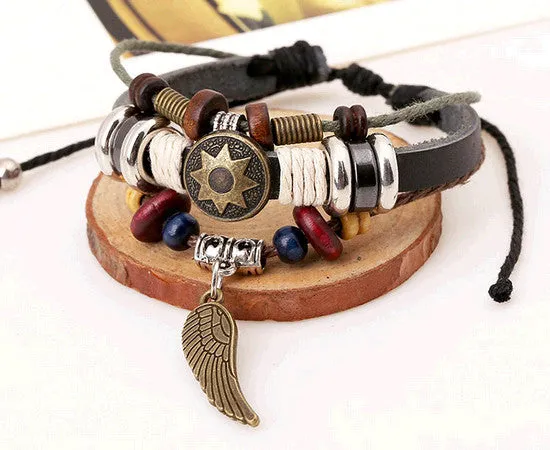 Retro rope leather mens bracelets leather rope hand woven bracelet for men rope braided bracelet male female bracelet Jewelry