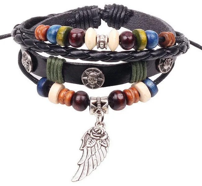 Retro rope leather mens bracelets leather rope hand woven bracelet for men rope braided bracelet male female bracelet Jewelry