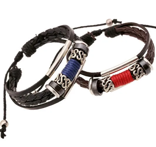 Retro rope leather mens bracelets leather rope hand woven bracelet for men rope braided bracelet male female bracelet Jewelry