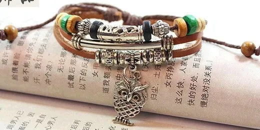 Retro rope leather mens bracelets leather rope hand woven bracelet for men rope braided bracelet male female bracelet Jewelry