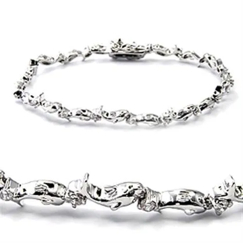 Rhodium Brass Bracelet with AAA Grade CZ in Clear for Women Style 6X490