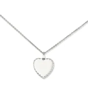 Rhodium Plated Engraveable Heart Disc Necklace