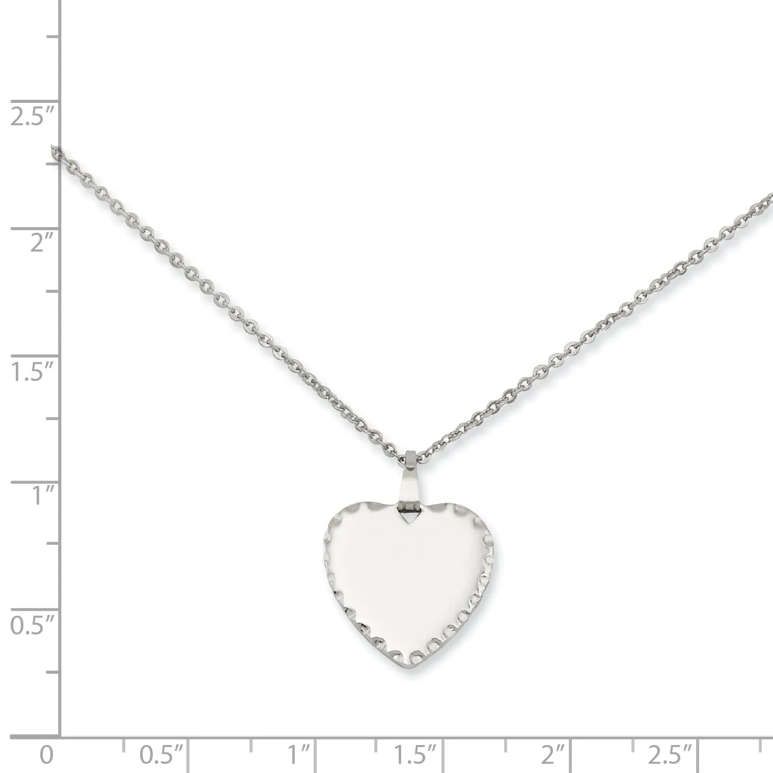 Rhodium Plated Engraveable Heart Disc Necklace