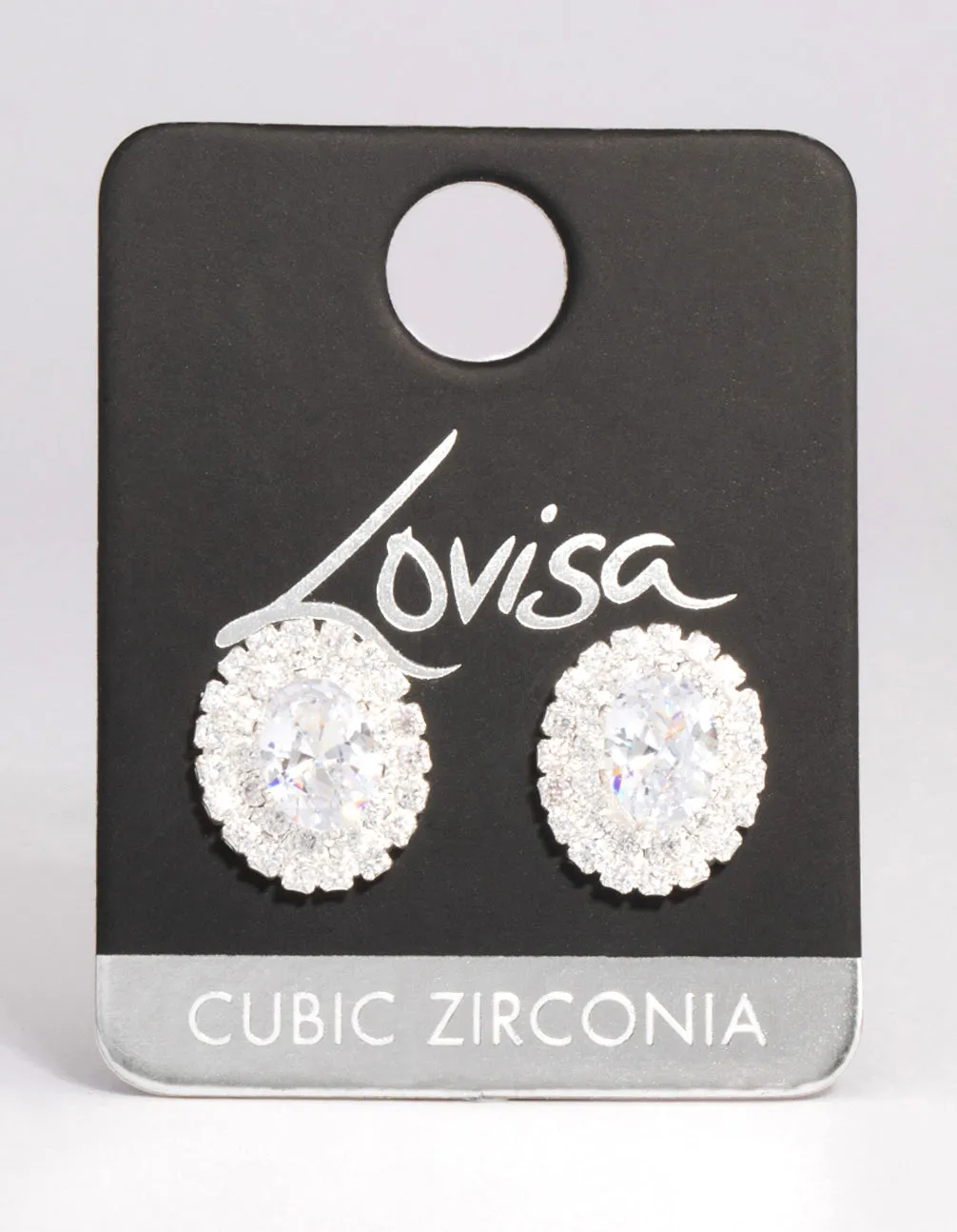 Rhodium Round Blossom Cubic Zirconia Earrings