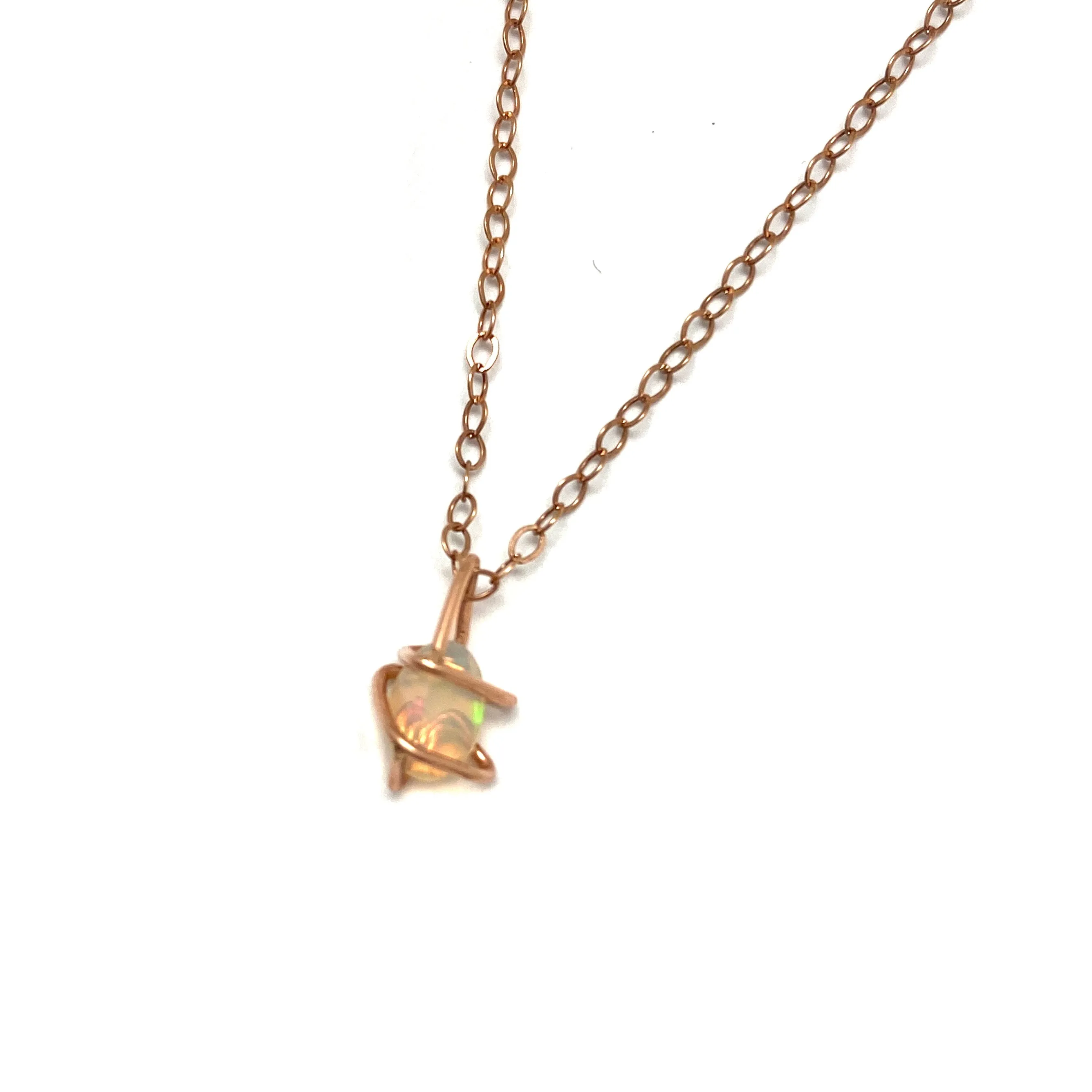 Rose Gold and Opal Pendant Necklace