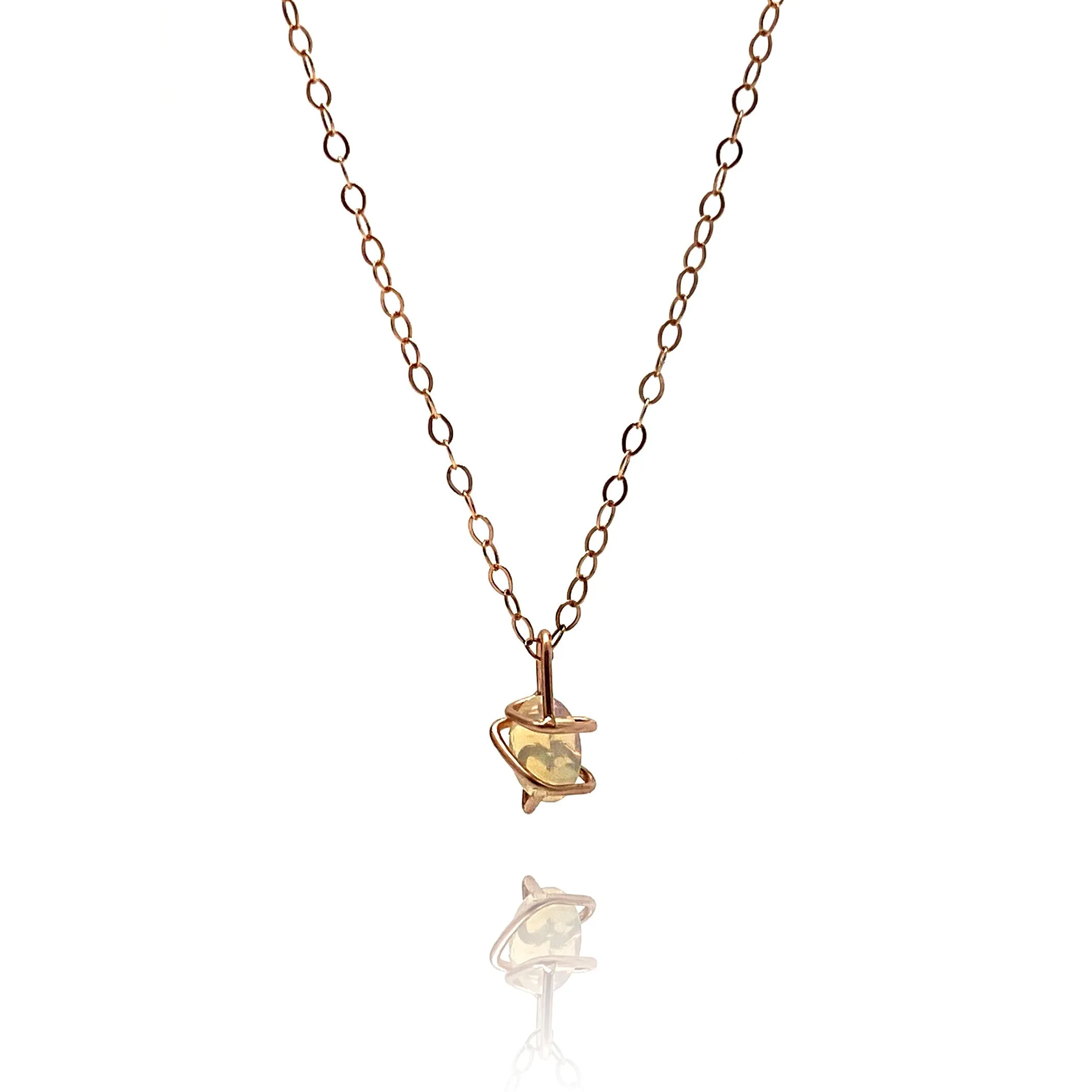 Rose Gold and Opal Pendant Necklace