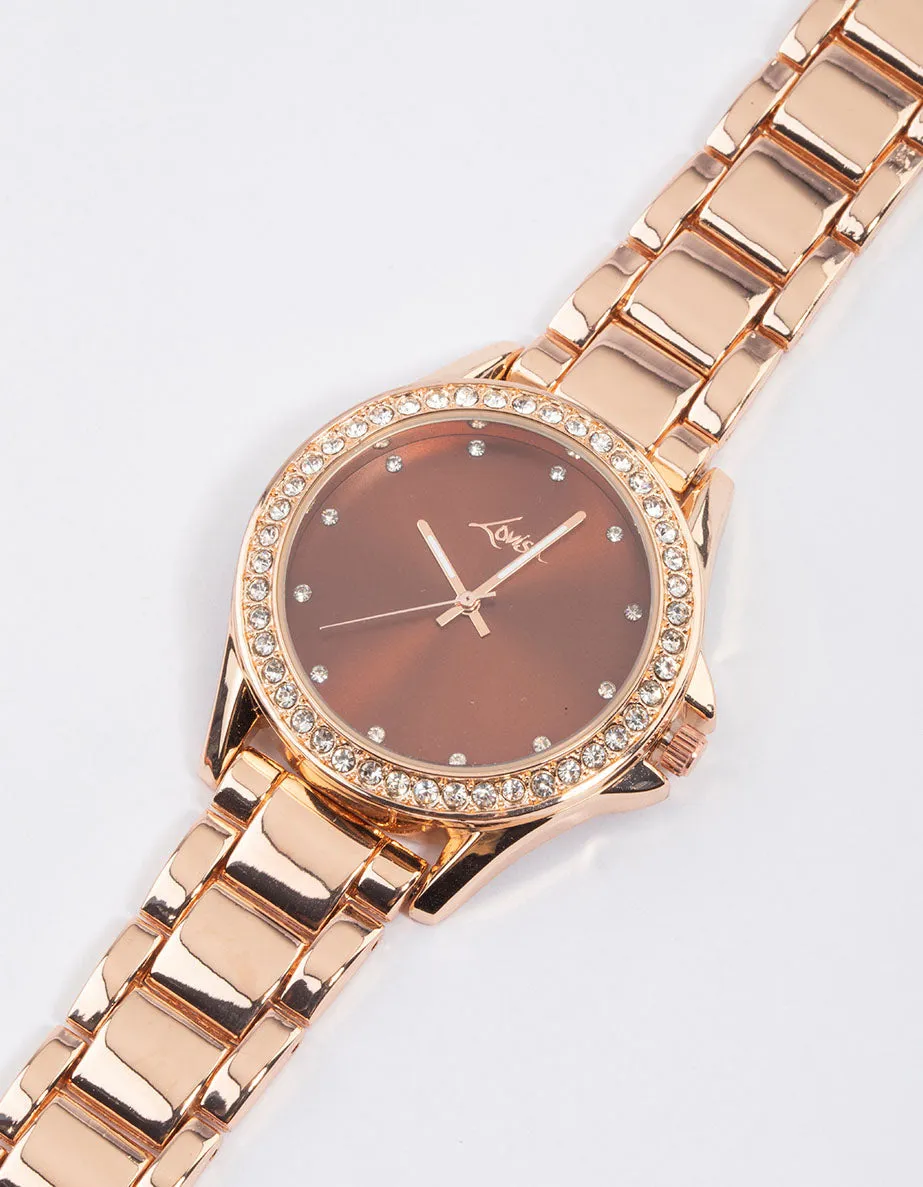 Rose Gold Plated Diamante Watch