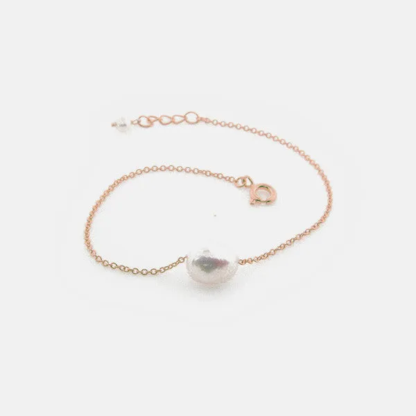 Rosy Natural "Baroque" Single Pearl Bracelet 7 inch