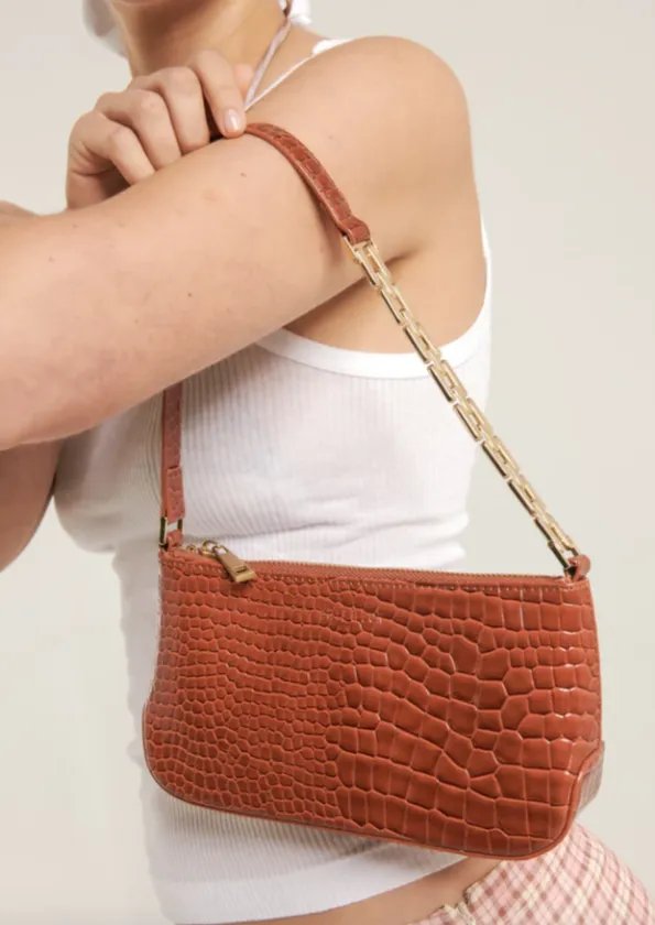 Samira Bag Small Dark Brick Baby Croc