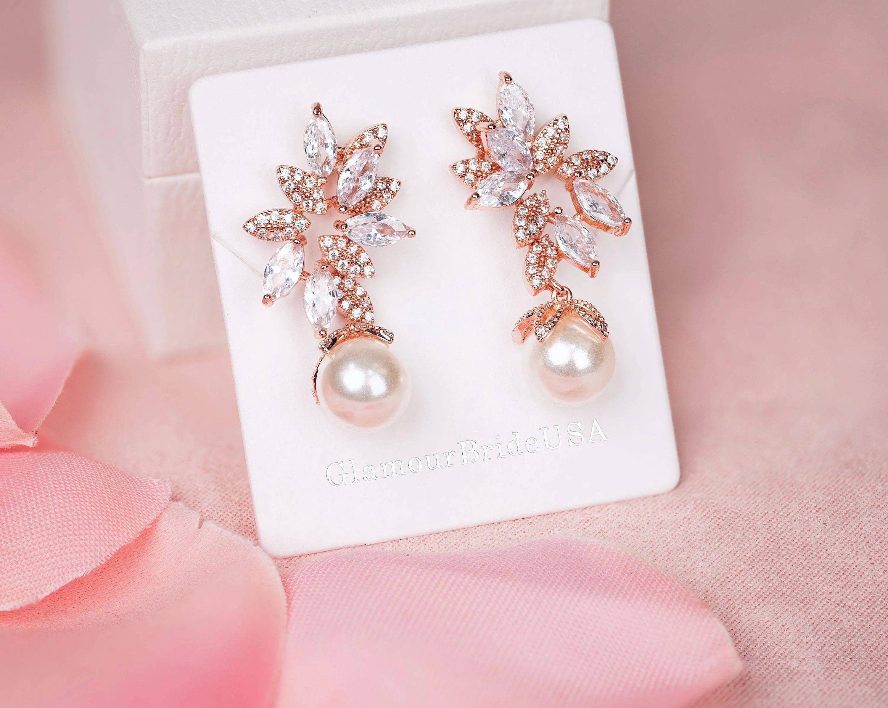 Shannon - Pearl Drop Stud Wedding Earrings