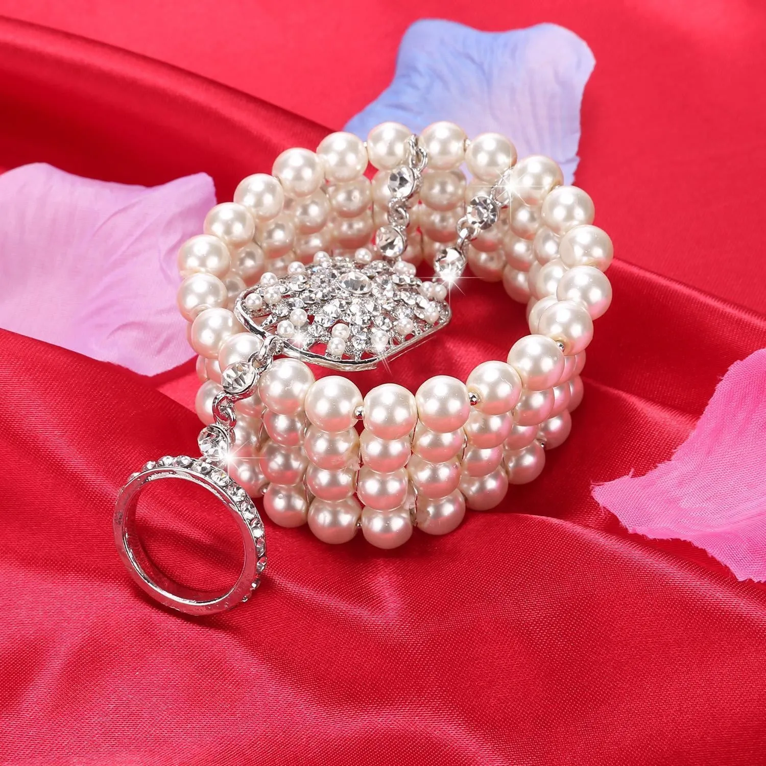 Silver 1920s Pearl Flapper Bracelet