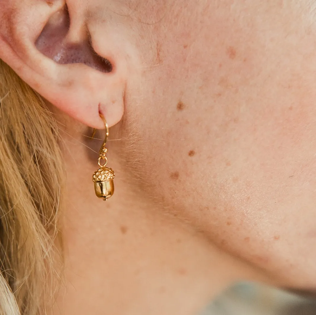 Silver Acorn Drop Earrings - Hadrian's Wall Path Symbol