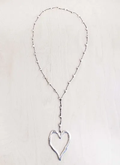 Silver Open Heart Alloy Necklace