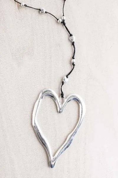 Silver Open Heart Alloy Necklace