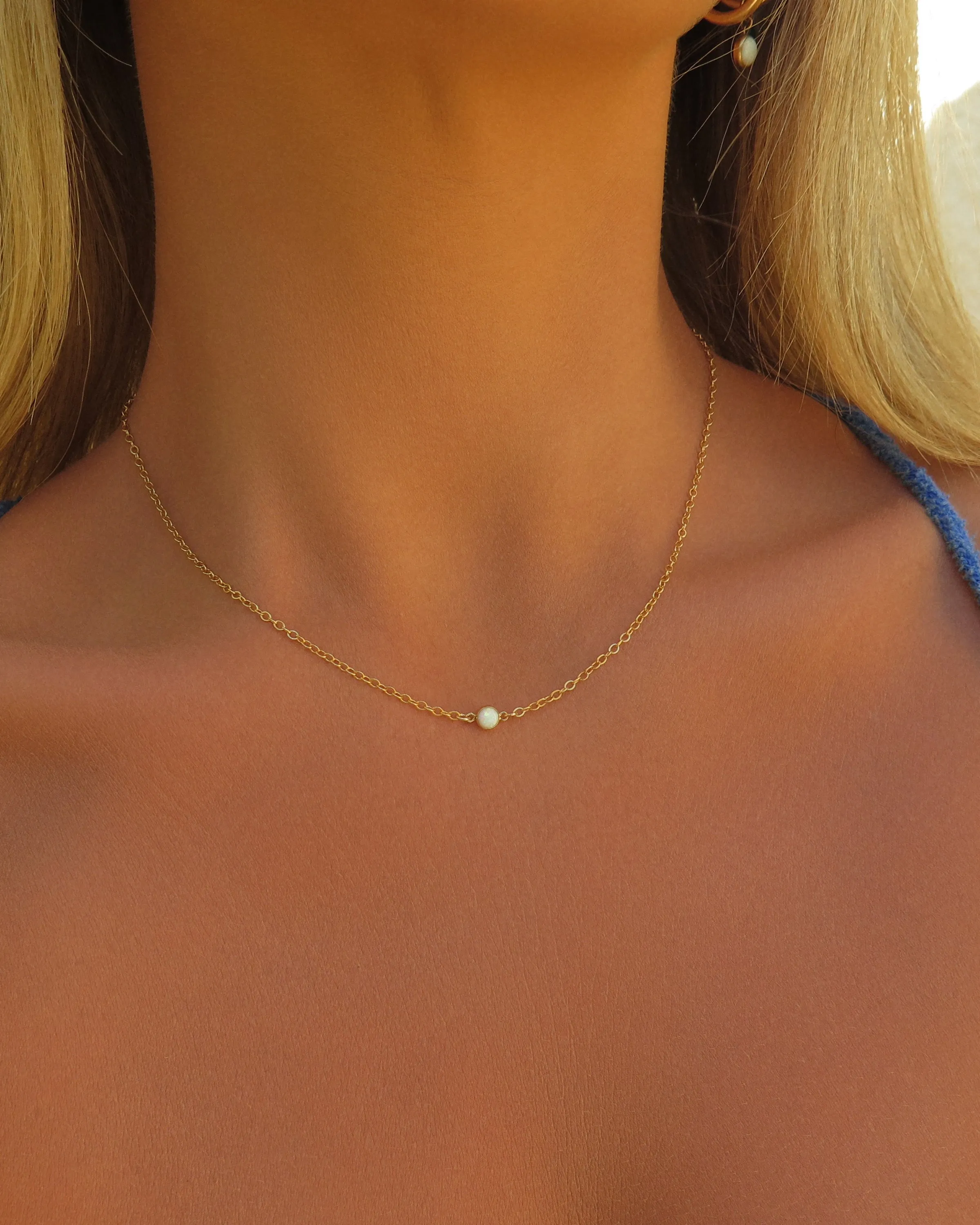 Single Bello Opal Necklace  - 14k Yellow Gold Fill