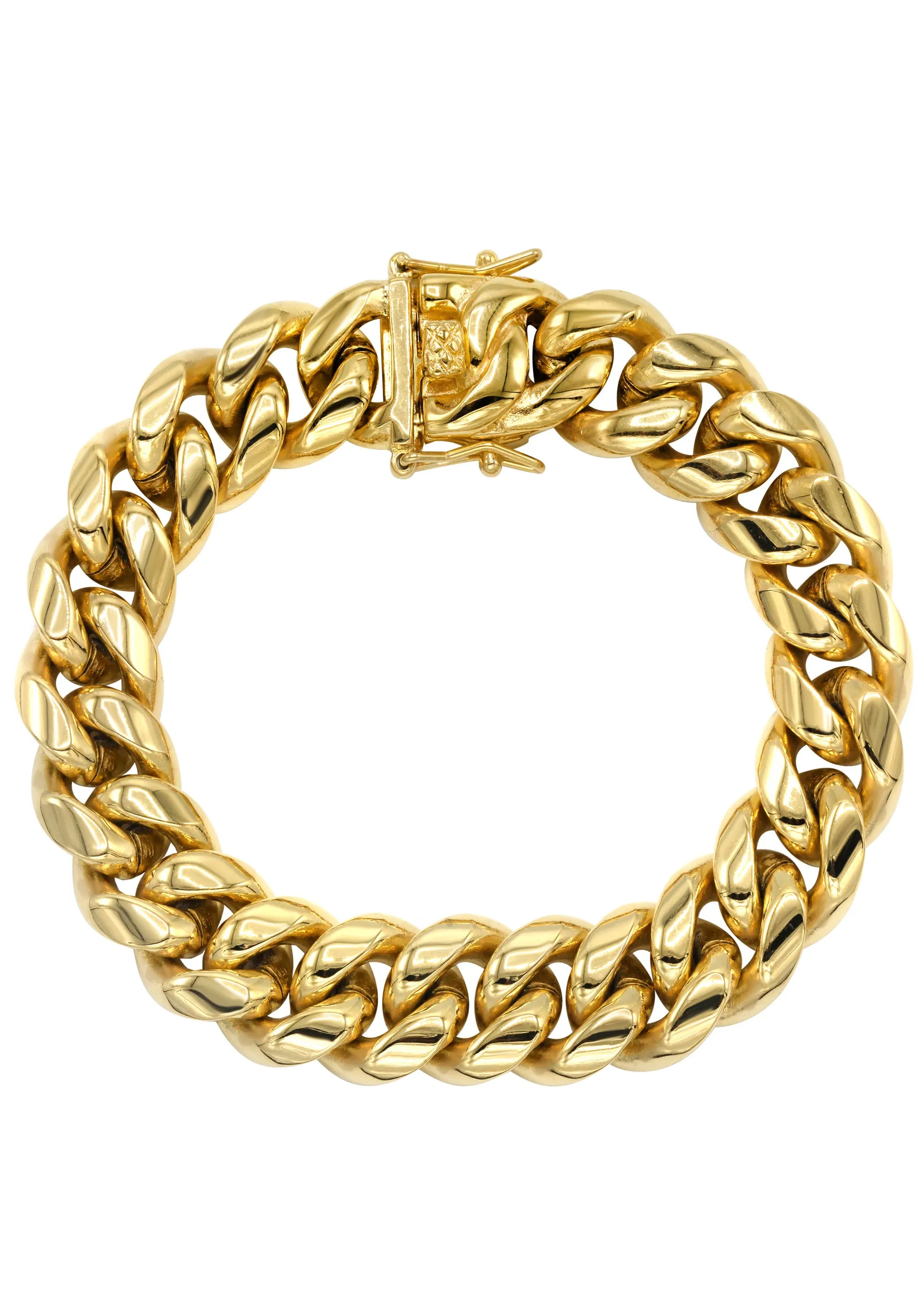 Solid Gold Miami Cuban Link Chain & Bracelet ( 14 Mm )