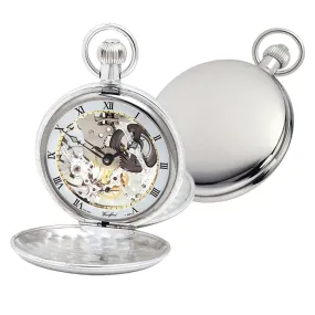 Solid Silver Twin Lid Swiss Made Pocket Watch by Woodfords SIL1066