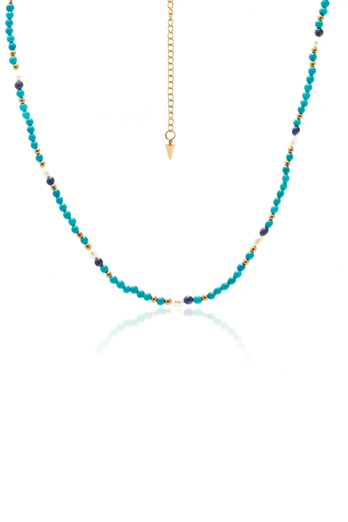 SORRENTO NECKLACE TURQUOISE/PEARL/GOLD