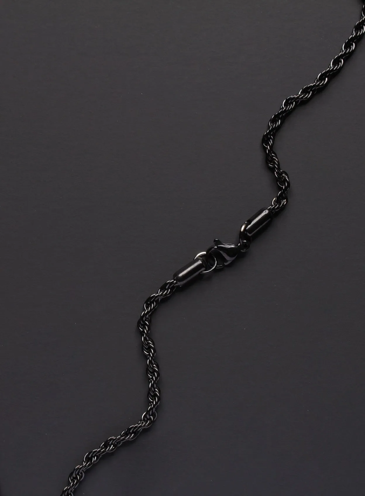 Stainless steel black rope chain necklace for men