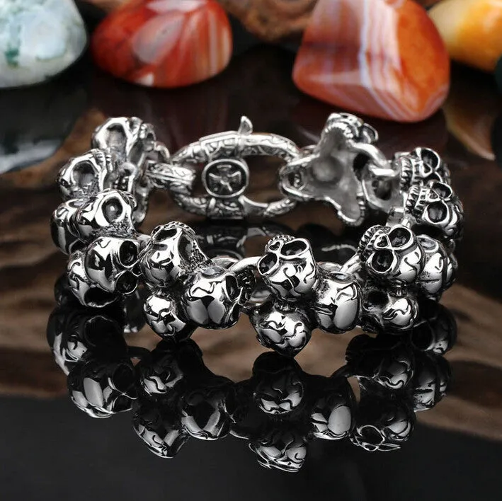 Stainless Steel Skull Bracelet For Men Fashion Mens Biker Jewelry Accessories Punk Cool Friendship Men's Bracelets Bangles