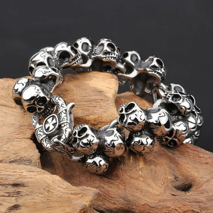 Stainless Steel Skull Bracelet For Men Fashion Mens Biker Jewelry Accessories Punk Cool Friendship Men's Bracelets Bangles