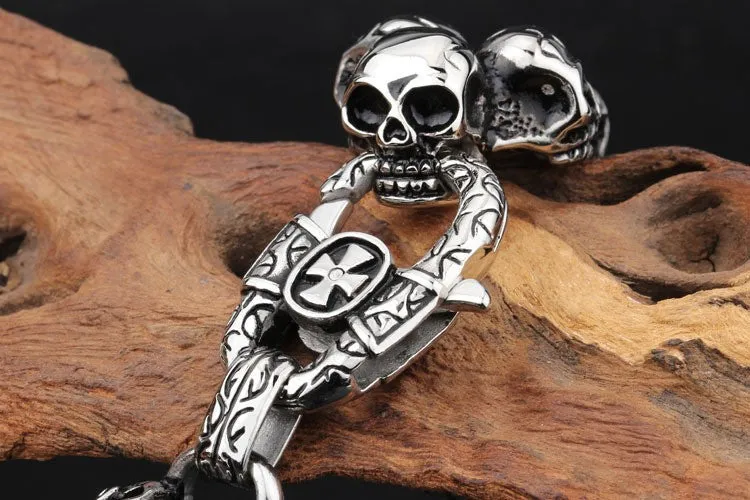 Stainless Steel Skull Bracelet For Men Fashion Mens Biker Jewelry Accessories Punk Cool Friendship Men's Bracelets Bangles