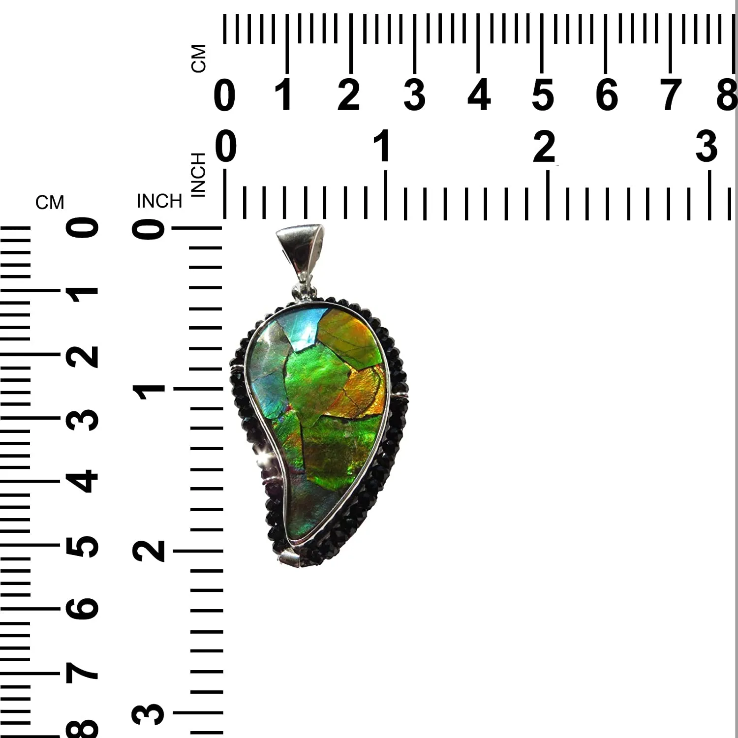 Starborn Ammolite with Spinel Black Natural Pendant 925 Sterling Silver