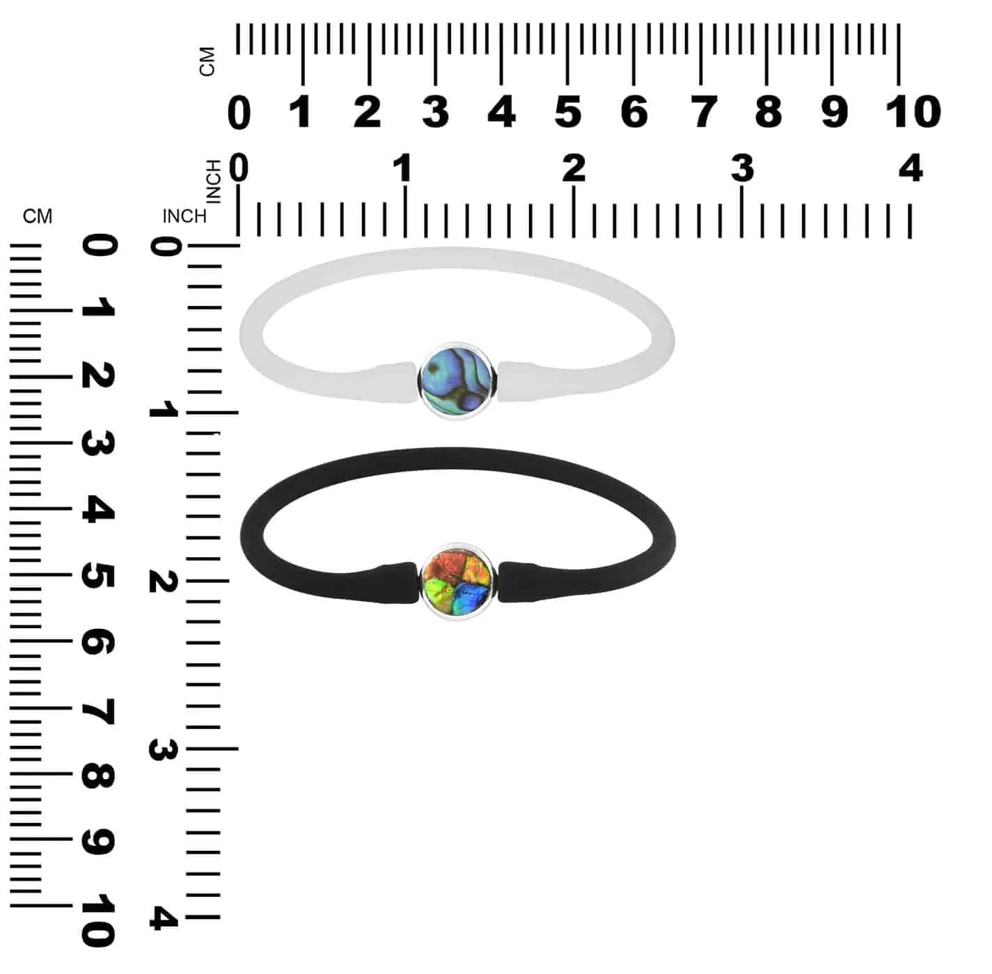 Starborn Reversible Round Ammolite and Abalone Shell Silicone Band Bracelet