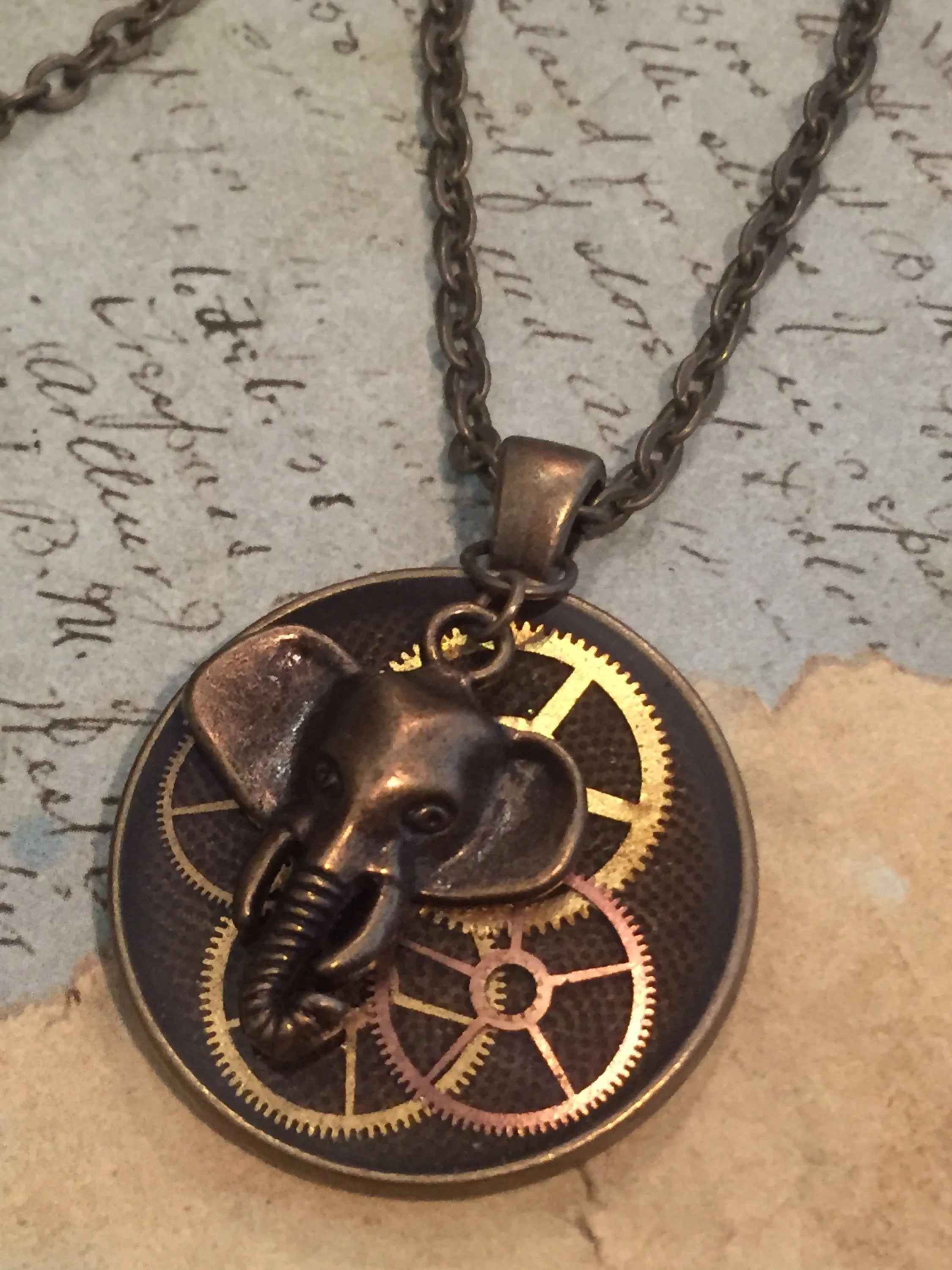 Steampunk Watch movement pendant Elephant charm - Take Your Time - Steampunk Necklace - Repurposed art